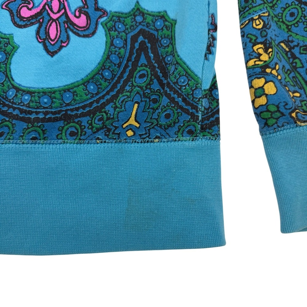 Vintage Y2K Volcom Full Zip Hoodie Paisley Turquoise Pink Large Grunge Skater - Picture 7 of 11